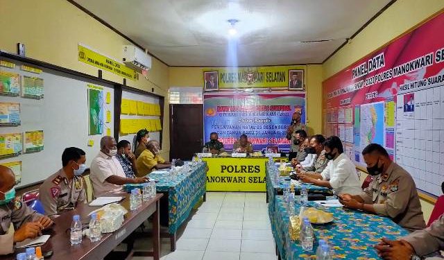Rakor Jelang Nataru, Polres Mansel Tekankan Prokes dan Miras