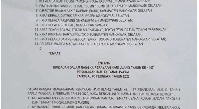 Sambut HUT PI ke 167, Bupati Keluarkan Surat Edaran