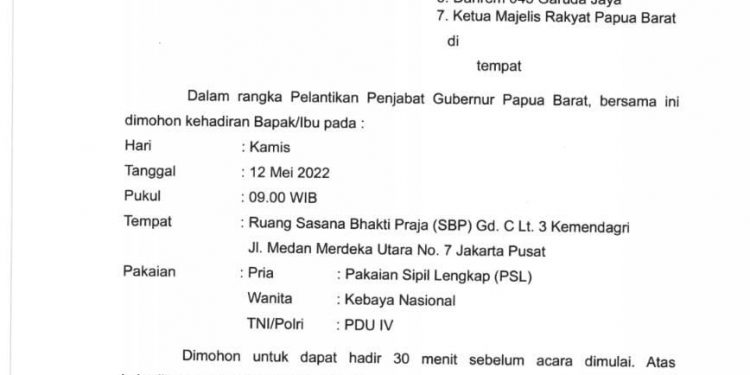 Besok, Penjabat Gubernur Papua Barat Dilantik