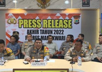 Polres Manokwari Press Release Kinerjanya Sepanjang 2022
