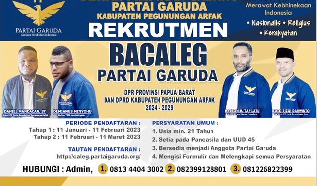 DPC Partai Garuda Pegaf Buka Pendaftaran Bacaleg DPRD