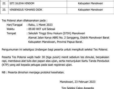 23 Orang Lulus Seleksi Administrasi Calon Anggota KI Provinsi Papua Barat