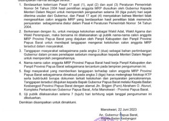 Pengumuman Uji Publik Calon Anggota MRPB Masa Bakti 2023-2028