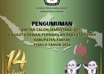 Pengumuman Daftar Calon Sementara Anggota DPRD Kabupaten Fakfak Pemilihan Umum Tahun 2024