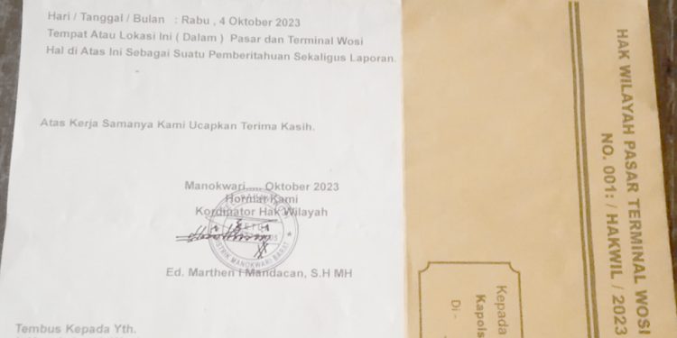 Beredar Surat Pemberitahuan akan Ada Pemalangan di Pasar dan Terminal Wosi