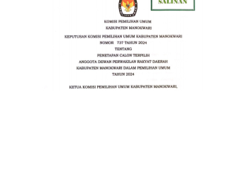 KPU Manokwari Tetapkan Calon Terpilih Anggota DPRD Manokwari Pemilu 2024