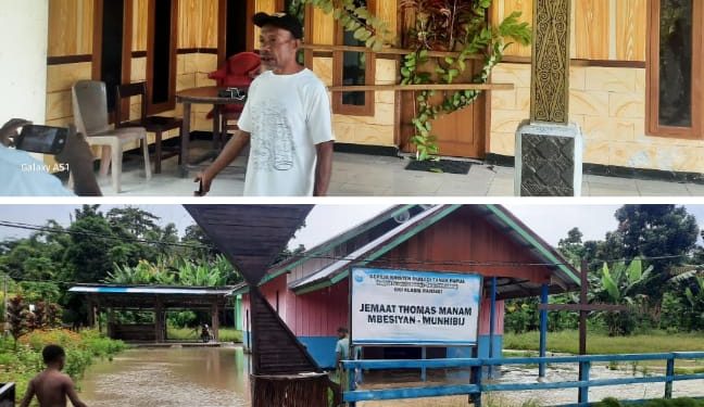 Langganan Banjir, Warga Kampung Persiapan Manam Palang Kantor Pemerintahan