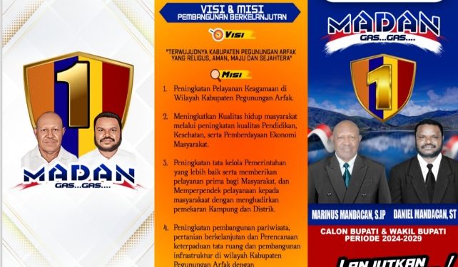 Visi Misi Calon Bupati-Wakil Bupati Pegunungan Arfak, Marinus Mandacan – Daniel Mandacan
