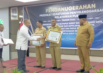 Pemda Pegaf Terbaik Ketiga se-Papua Barat Dalam Penyelenggaraan Kepatuhan Pelayanan Publik 2024