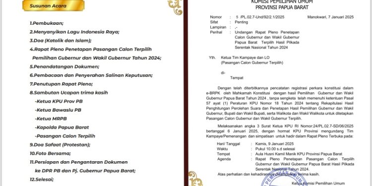 Tanpa Sengketa, KPU Plenokan Gubernur dan Wakil Gubernur Papua Barat Terpilih