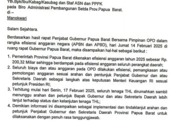 Efisiensi Anggaran, Biro Administrasi Pembangunan Papua Barat Rumahkan Tenaga Harian Lepas