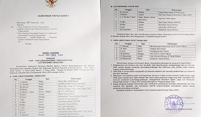 Pemprov Terbitkan SE Tentang Hari Libur Nasional, Fakultatif dan Cuti Bersama 2025