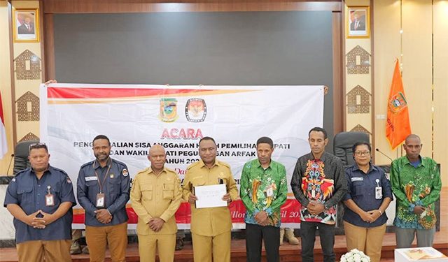 KPU Pegaf Kembalikan Sisa Anggaran Pilkada Sebesar Rp 2,501 Miliar Lebih