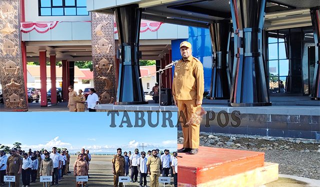 Bupati Bernard Soroti Disiplin Pegawai, Dinas Perpustakaan dan BPKAD Hanya 1 Orang dalam Barisan Apel