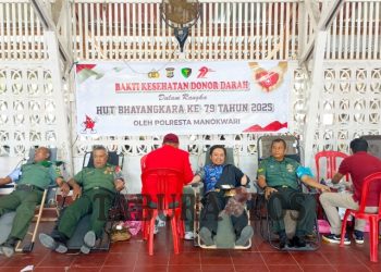 Sambut HUT Bhayangkara ke-79, Polresta Manokwari Gelar Aksi Kemanusian Melalui Donor Darah