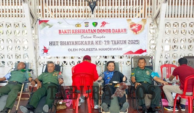 Sambut HUT Bhayangkara ke-79, Polresta Manokwari Gelar Aksi Kemanusian Melalui Donor Darah
