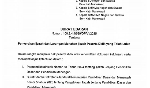 Trisep Kambuaya Persilakan Orangtua Ambil Ijazah Anaknya