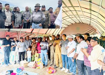 Gubernur dan Wakil Bupati Meninjau Lokasi Banjir di Kampung Mansaburi