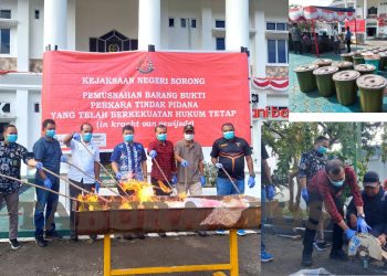 Kejari Sorong Musnahkan BB 30 Kasus Pidana Umum