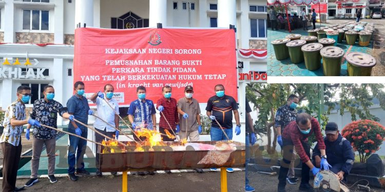 Kejari Sorong Musnahkan BB 30 Kasus Pidana Umum