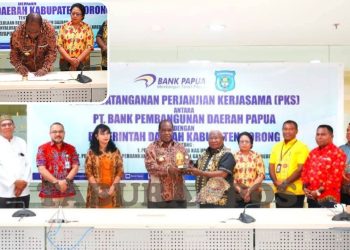 Dorong Pertumbuhan Ekonomi,Bupati Sorong Teken Perjanjian Kerja Sama dengan Bank Papua