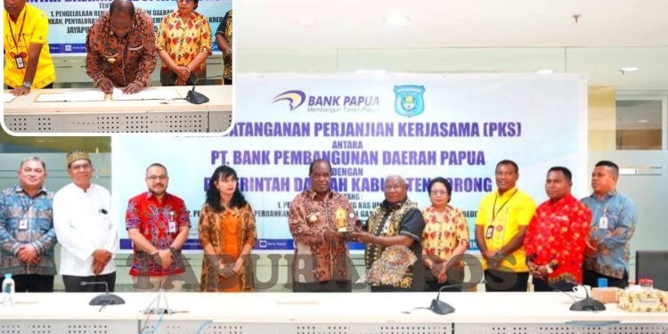 Dorong Pertumbuhan Ekonomi,Bupati Sorong Teken Perjanjian Kerja Sama dengan Bank Papua