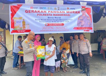 Dukung Stabilkan Harga Beras, Polresta Manokwari Gelar Gerakan Pangan Murah