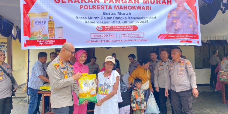 Dukung Stabilkan Harga Beras, Polresta Manokwari Gelar Gerakan Pangan Murah
