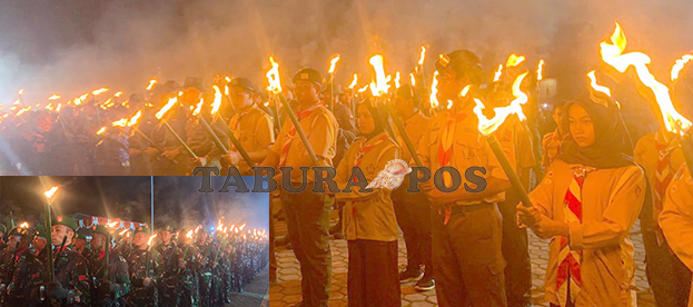 Taptu dan Pawai Obor Warnai Malam Menjelang HUT RI ke-80 di Manokwari