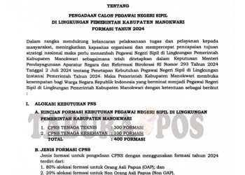 Pemkab Manokwari Buka Seleksi CPNS Formasi 2024