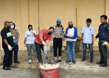 Ditresnarkoba Polda Papua Barat Musnahkan BB Narkotika