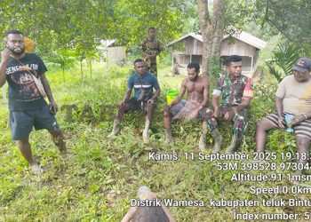 Satgaster Kodim 1806/Teluk Bintuni Bersinergi Jaga Keamanan dan Kelestarian Lingkungan di Kampung Idoor Melalui Komsos