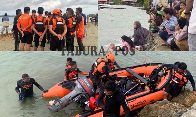 Hari Pertama Pencarian Ahmad Rizaldi yang Tenggelam di Teluk Sawaibu Belum Berhasil
