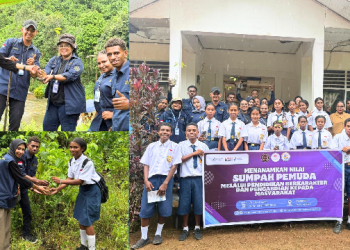 Mahasiswa Unimuda Sorong Ajak Siswa SMPN 29 Raja Ampat Maknai Sumpah Pemuda Lewat Aksi Tanam Pohon