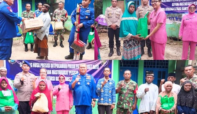 Sambang Nusa Presisi, Ditpolairud Polda PBD Salurkan 100 Paket Sembako di Kampung Kokoda