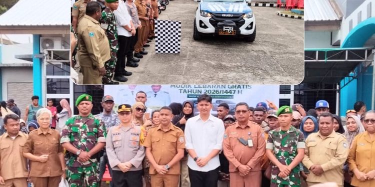 Bupati Yohanis Manibuy Melepas Rombongan Mudik Lebaran 2026