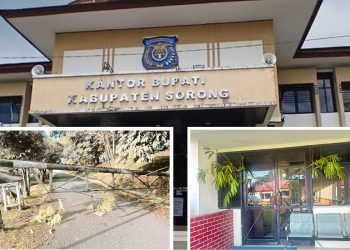 Kantor Bupati Sorong Dipalang Massa, Protes Penahanan 3 ASN Dugaan Korupsi Rp111 Miliar