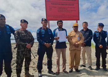 Belum Miliki Izin Resmi, PSDKP Biak Hentikan Sementara Reklamasi Pantai Pasar Wosi