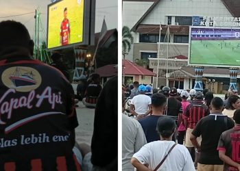 Dukung Persipura Rebut Tiket Super League 2026, Ribuan Warga Sorong Nobar di Halaman Kantor Wali Kota