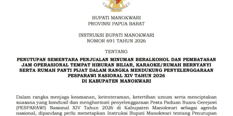 Instruksi Bupati: Penjualan Minol Ditutup Sementara dan Jam Operasional Tempat Hiburan Dibatasi Selama Pesparawi Nasional