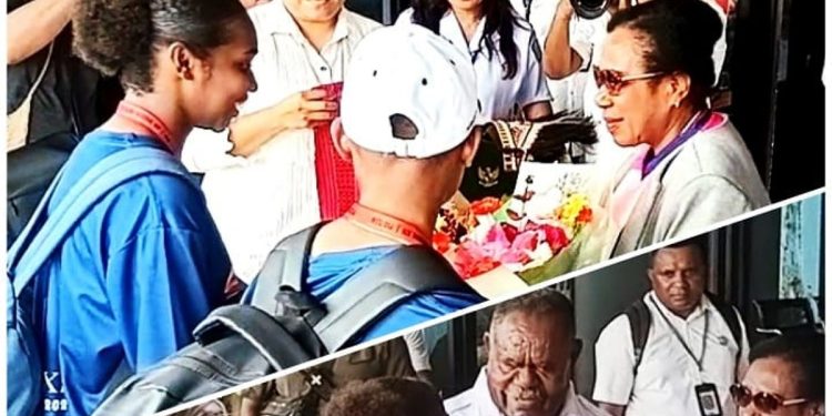 Gubernur Elisa Kambu Sambut Kepulangan Kontingen Pesparawi Papua Barat Daya