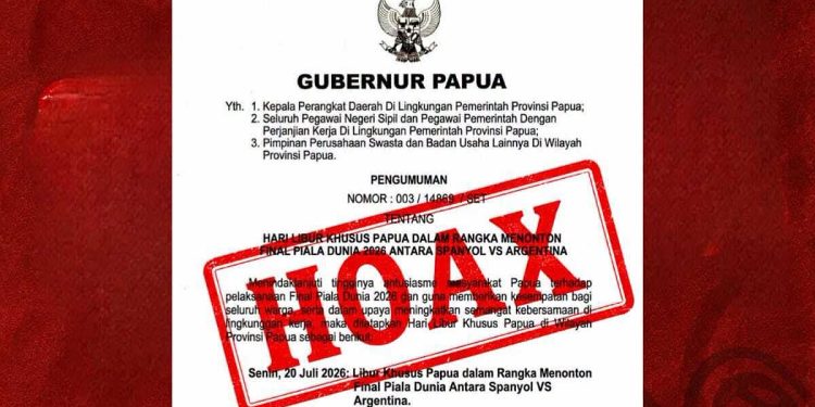 Edaran Pemprov Papua Libur Khusus Tonton Final Piala Dunia 2026 Adalah Hoax