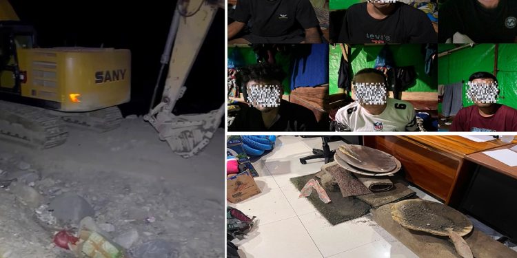 Polda Papua Barat Amankan 6 Excavator dan 5 Penambang Emas Ilegal di Waserawi