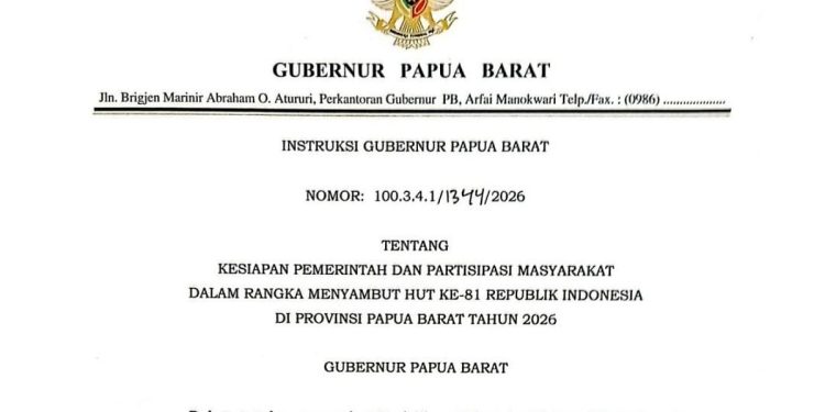 Sambut HUT ke-81 RI, Gubernur Papua Barat Terbitkan Instruksi Tentang Larangan Penjualan Miras