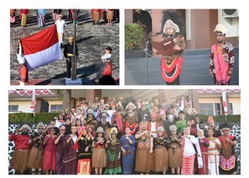 Kanwil BPN Papua Barat Gelar Upacara Peringatan HUT ke-81 RI dengan Busana Adat Nusantara