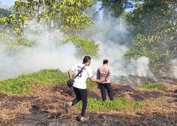 Respon Cepat, Polres Teluk Bintuni Padamkan Kebakaran Lahan di Jalan Tuasay
