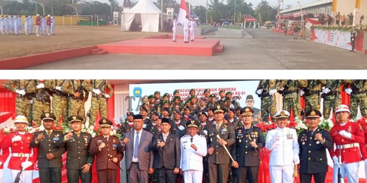 Wakil Bupati Joko Lingara Pimpin Upacara Penurunan Bendera HUT ke-81 RI
