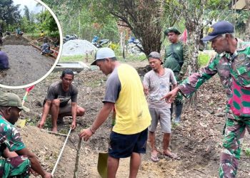 Satgas TMMD Kampung Yamboi Mulai Pengecoran Jalan dan Bangun MCK