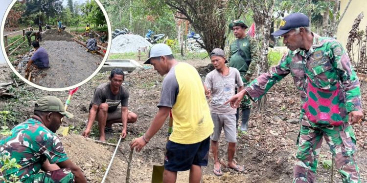 Satgas TMMD Kampung Yamboi Mulai Pengecoran Jalan dan Bangun MCK